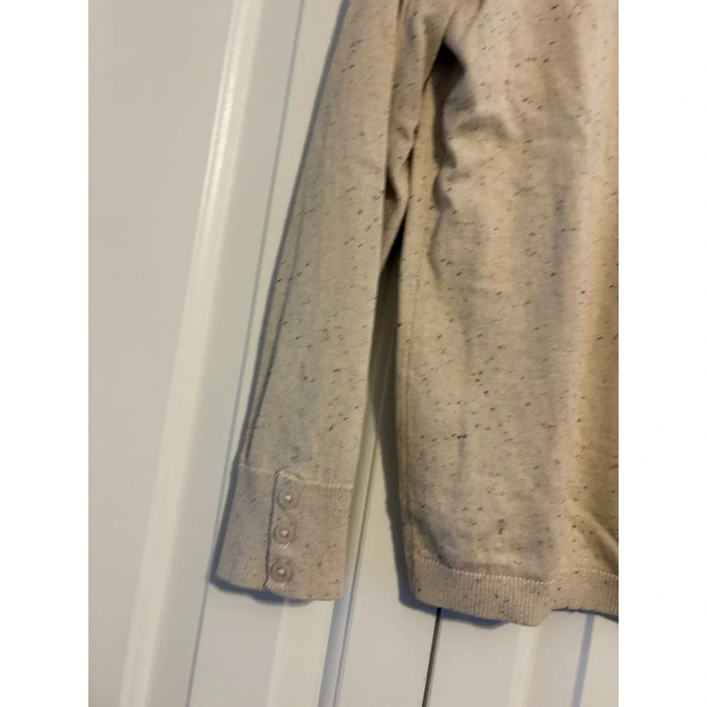 Talbots Turtleneck Sweater Womens MP‎ Beige Speckled Button Cuff Cotton Blend